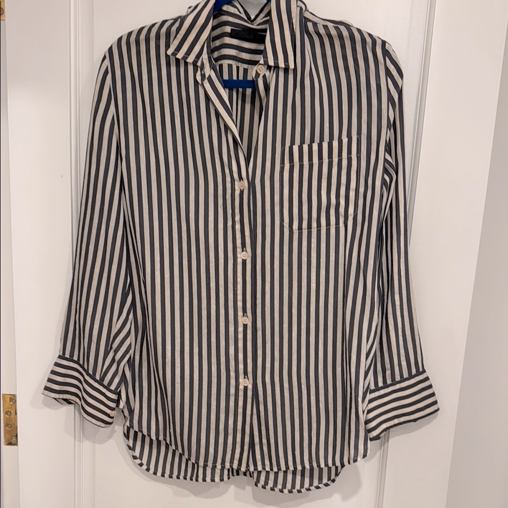 Jenni Kayne Black and White Striped Button Down Shirt